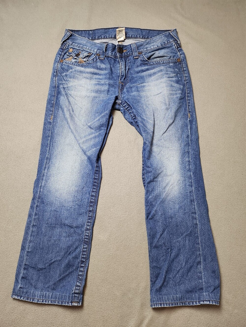 True religion jeans made in USA Straight leg 100% cotton Sz 34 - Hemmed - Picture 3 of 14